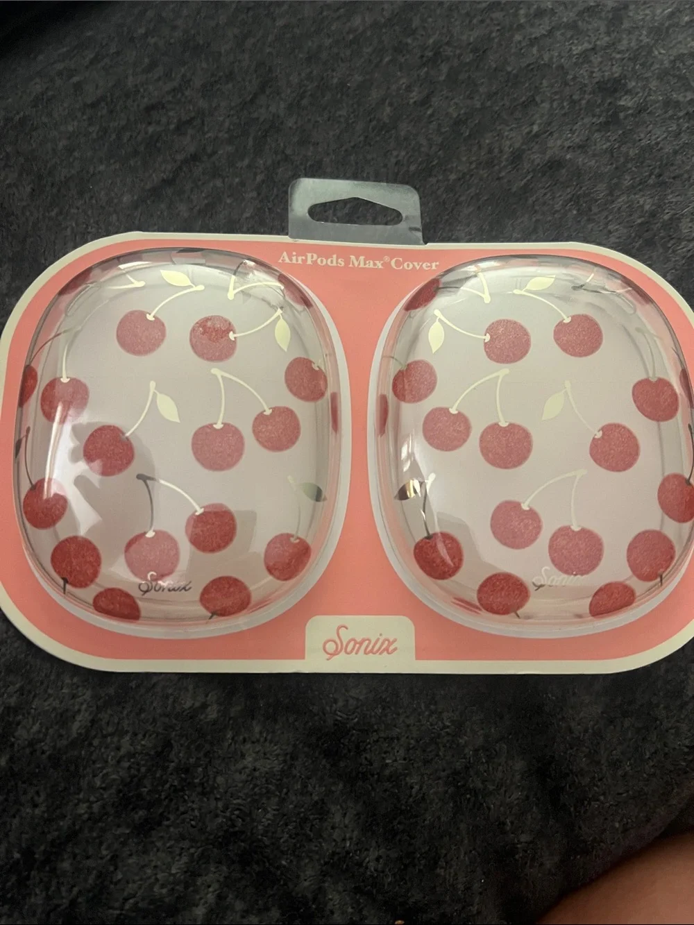 Sonix Cherry Pattern AirPods Max Case - Pink & Gold Accents NEW